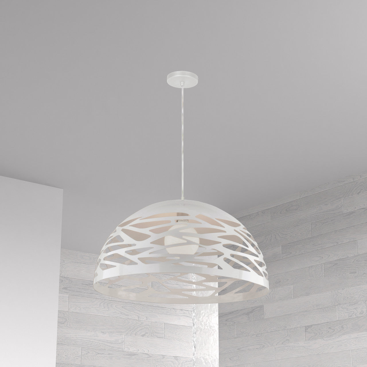 Dainolite 1 Light Pendant, Matte White Finish COR-161P-WH