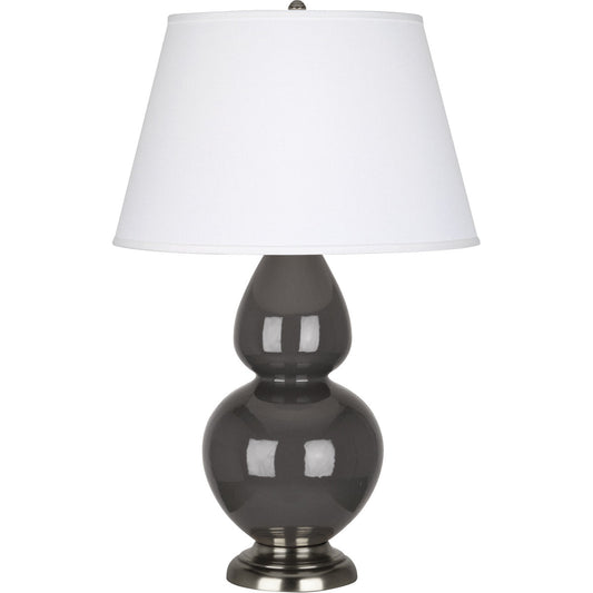 Robert Abbey  Ash Double Gourd Table Lamp in Ash Glazed Ceramic with Antique Silver Finished Accents CR22X