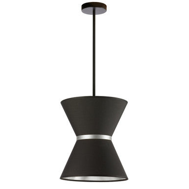 Dainolite 1 Light Incandescent Pendant, Matte Black with Silver Ring Black / Silver Shade CTN-121P-MB-697