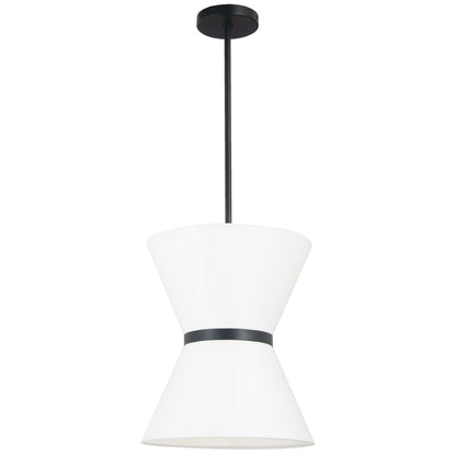 Dainolite 1 Light Incandescent Pendant, Matte Black with White Shade CTN-121P-MB-790