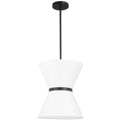 Dainolite 1 Light Incandescent Pendant, Matte Black with White Shade CTN-121P-MB-790