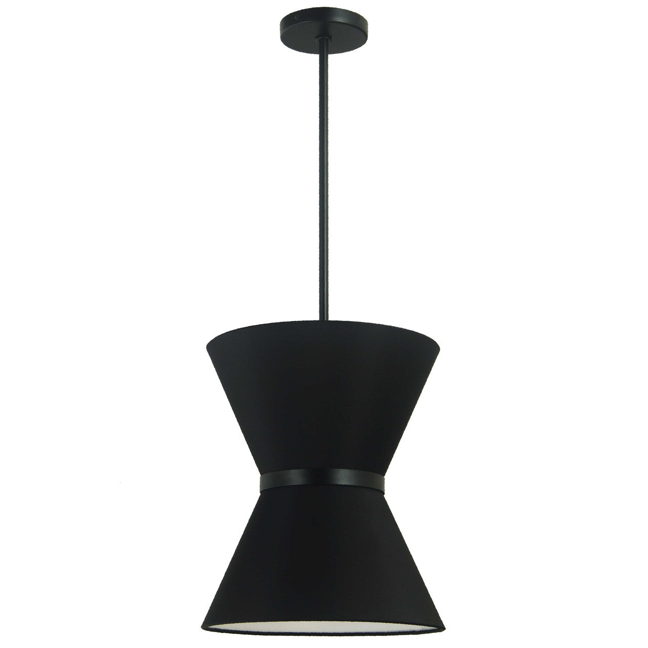 Dainolite 1 Light Incandescent Pendant, Matte Black with Black Shade CTN-121P-MB-797