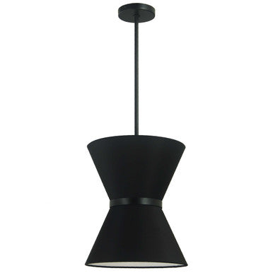 Dainolite 1 Light Incandescent Pendant, Matte Black with Black Shade CTN-121P-MB-797