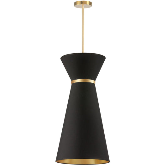 Dainolite 1 Light Incandescent Pendant, Aged Brass w/ Fabric Shade CTN-141P-AGB-698