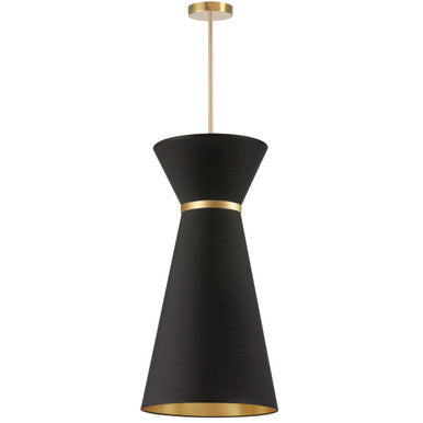 Dainolite 1 Light Incandescent Pendant, Aged Brass w/ Fabric Shade CTN-141P-AGB-698