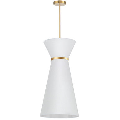 Dainolite 1 Light Incandescent Pendant, Aged Brass w/ Fabric Shade CTN-141P-AGB-790