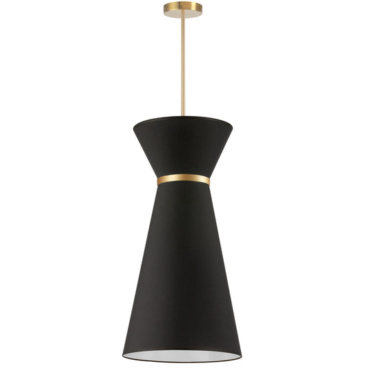 Dainolite 1 Light Incandescent Pendant, Aged Brass w/ Fabric Shade CTN-141P-AGB-797