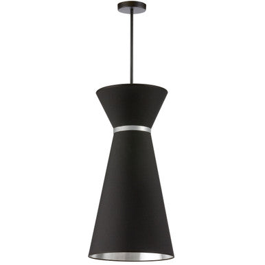 Dainolite 1 Light Incandescent Pendant, Matte Black w/ Fabric Shade CTN-141P-MB-697