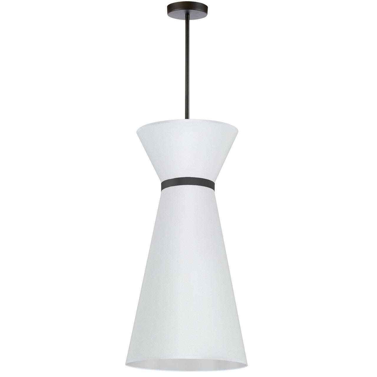 Dainolite 1 Light Incandescent Pendant, Matte Black w/ Fabric Shade CTN-141P-MB-790