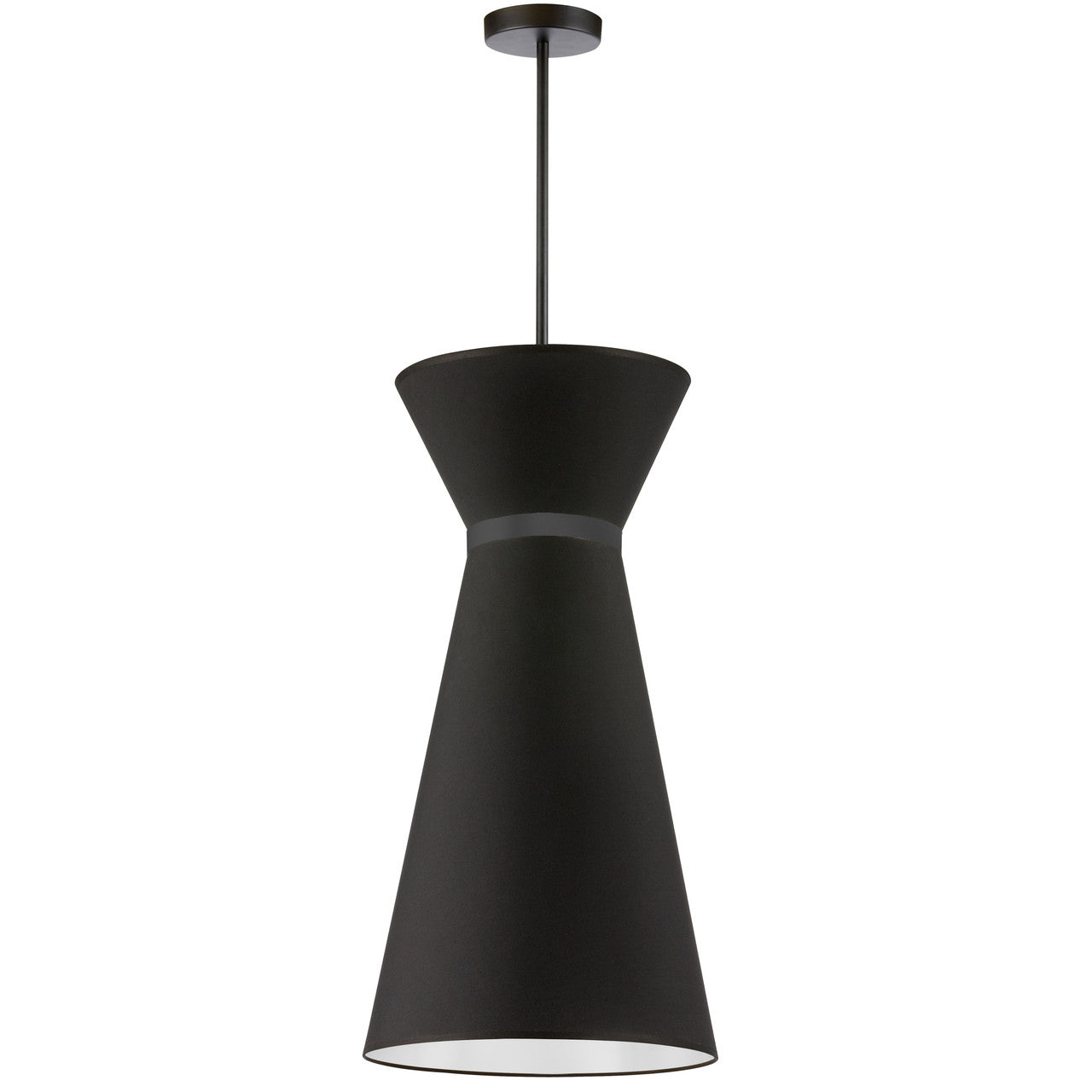 Dainolite 1 Light Incandescent Pendant, Matte Black w/ Fabric Shade CTN-141P-MB-797