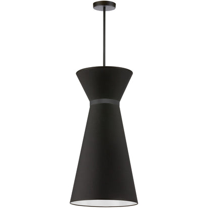 Dainolite 1 Light Incandescent Pendant, Matte Black w/ Fabric Shade CTN-141P-MB-797