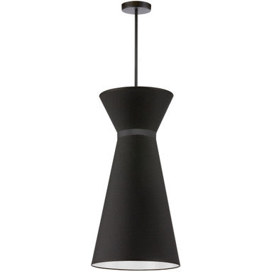 Dainolite 1 Light Incandescent Pendant, Matte Black w/ Fabric Shade CTN-141P-MB-797