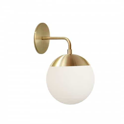 Dainolite 1 Light Halogen Aged Brass Wall Sconce w/ White Glass DAY-141W-AGB