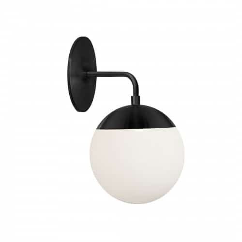 Dainolite 1 Light Halogen Matte Black Wall Sconce w/ White Glass DAY-141W-MB