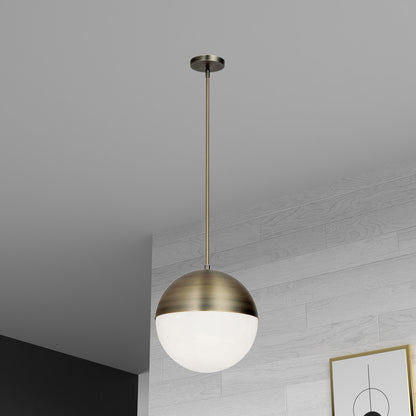 Dainolite 3 Light Halogen Pendant, Antique Brass Finish with White Glass DAY-143P-AB