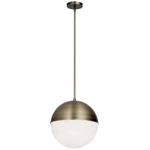 Dainolite 3 Light Halogen Pendant, Antique Brass Finish with White Glass DAY-143P-AB