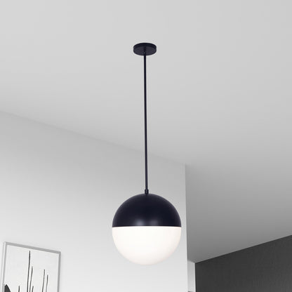 Dainolite 3 Light Halogen Pendant, Matte Black Finish with White Glass DAY-143P-MB