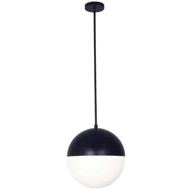 Dainolite 3 Light Halogen Pendant, Matte Black Finish with White Glass DAY-143P-MB