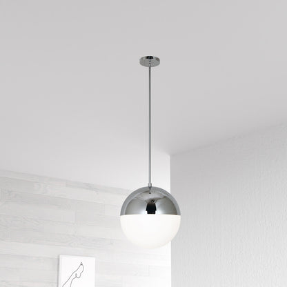 Dainolite 3 Light Halogen Pendant, Polished Chrome Finish with White Glass DAY-143P-PC