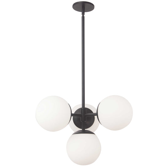 Dainolite 4 Light Halogen Pendant, Matte Black w/ White Opal Glass DAY-214P-MB