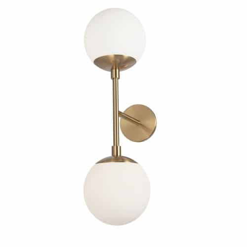 Dainolite 2 Light Halogen Aged Brass Wall Sconce w/ White Glass DAY-232W-AGB