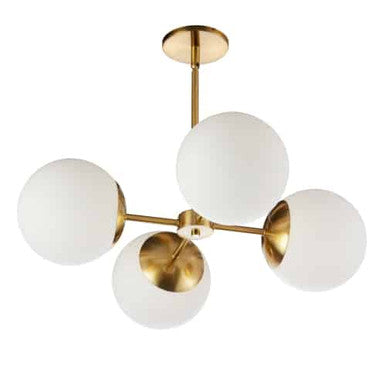 Dainolite 4 Light Halogen Aged Brass Chandelier w/ White Glass  DAY-244C-AGB