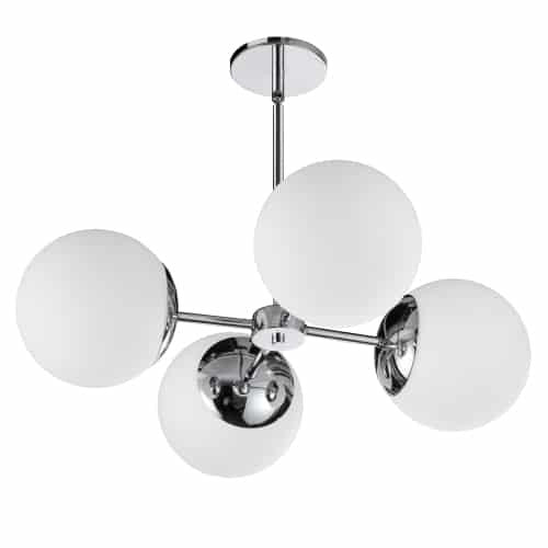 Dainolite 4 Light Halogen Polished Chrome Chandelier w/ White Glass  DAY-244C-PC