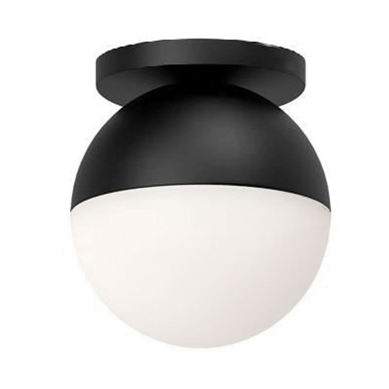 Dainolite 1 Light Incandescent Dayana Flush Mount Mount Matte Black w/ White Glass DAY-71FH-MB