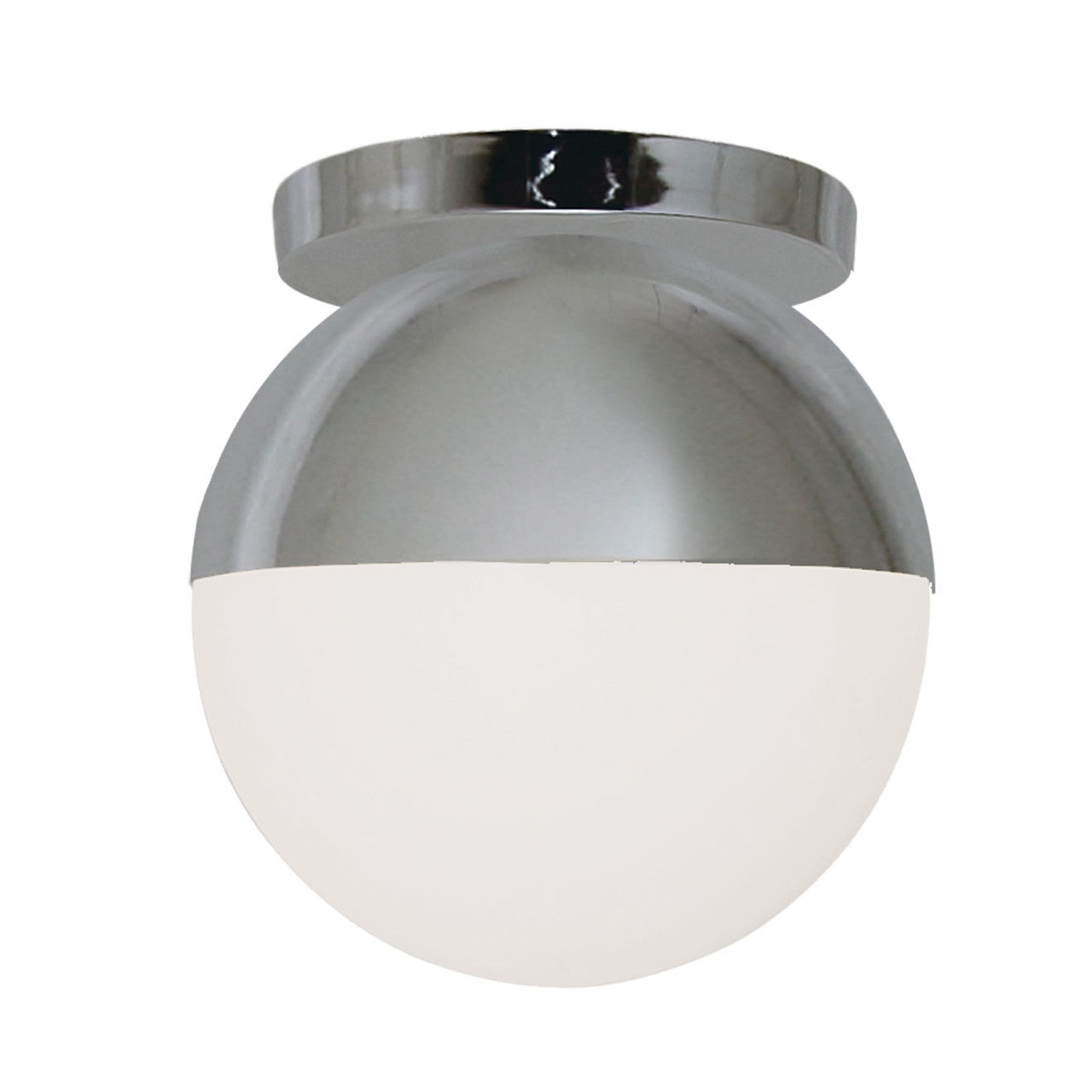 Dainolite 1 Light Incandescent Dayana Flush Mount Mount Polished Chrome w/ White Glass DAY-71FH-PC