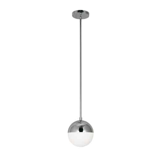 Dainolite 1 Light Halogen Pendant, Polished Chrome Finish with White Glass DAY-71P-PC