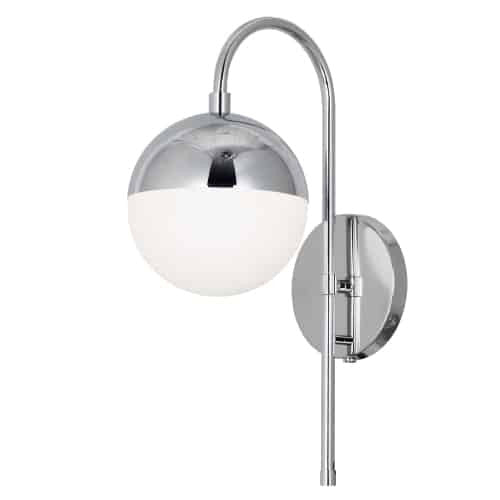 Dainolite 1 Light Halogen Wall Sconce, Polished Chrome with White Glass, Hardwire and Plug-In DAY-71W-PC