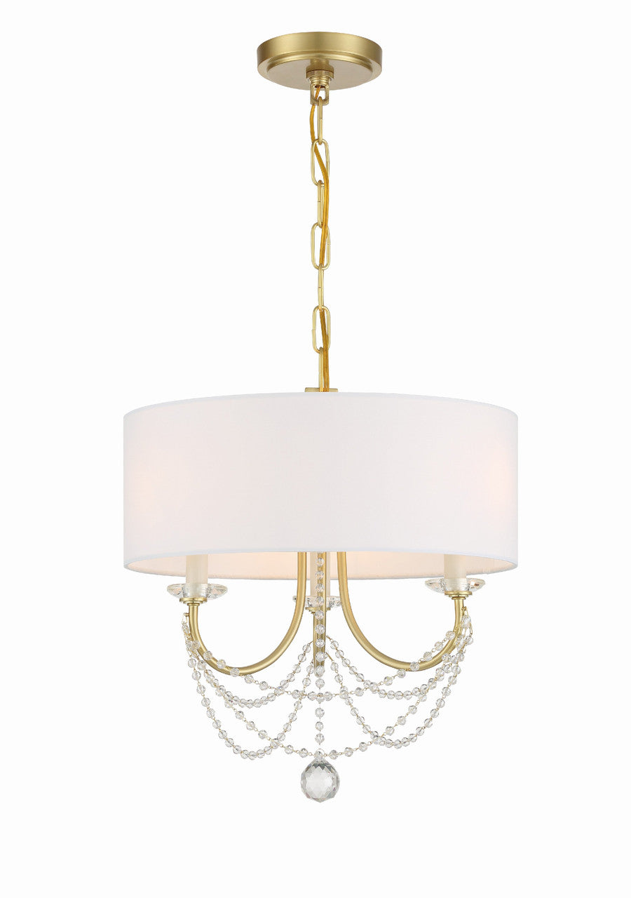 Crystorama Delilah 3 Light Aged Brass Mini Chandelier DEL-90803-AG