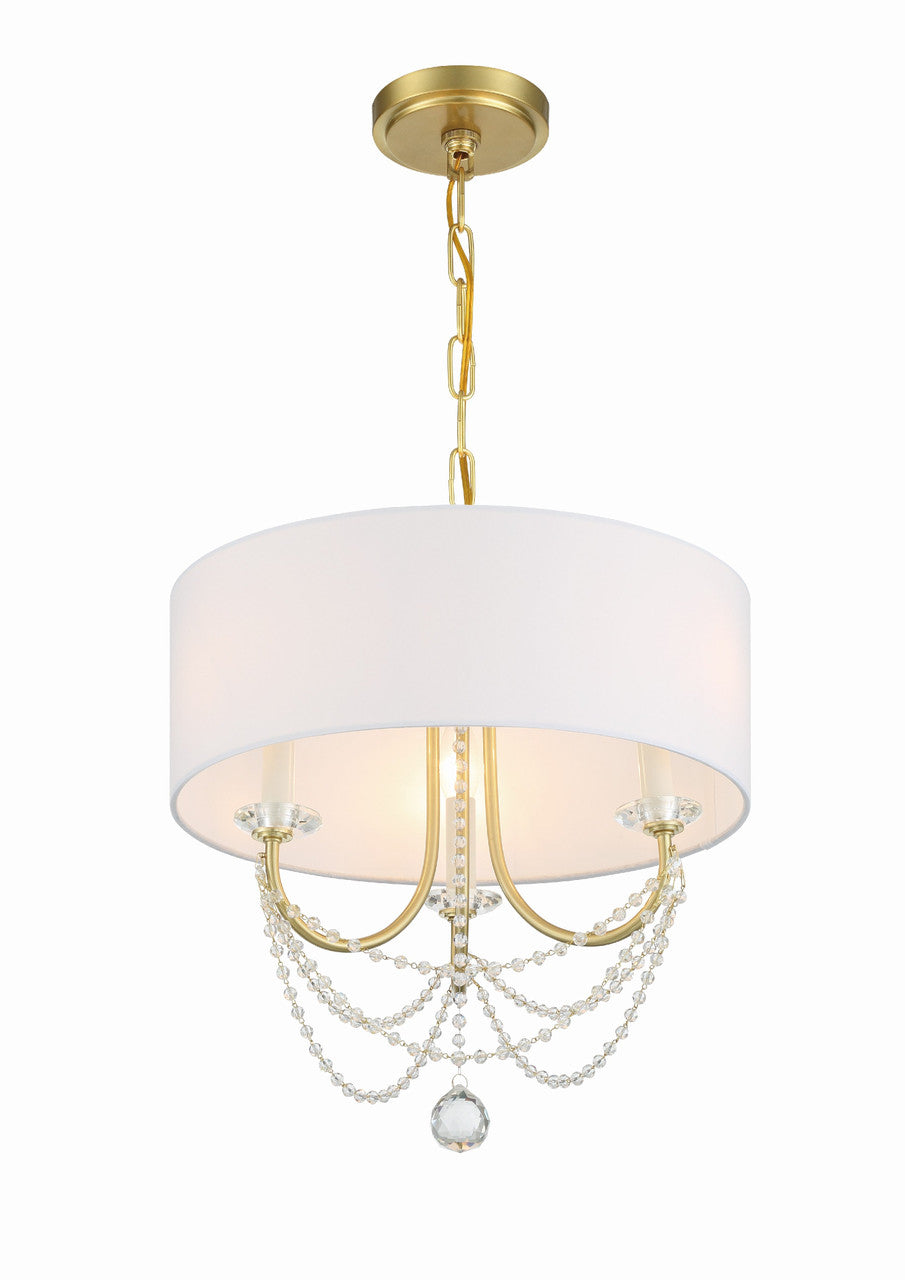 Crystorama Delilah 3 Light Aged Brass Mini Chandelier DEL-90803-AG