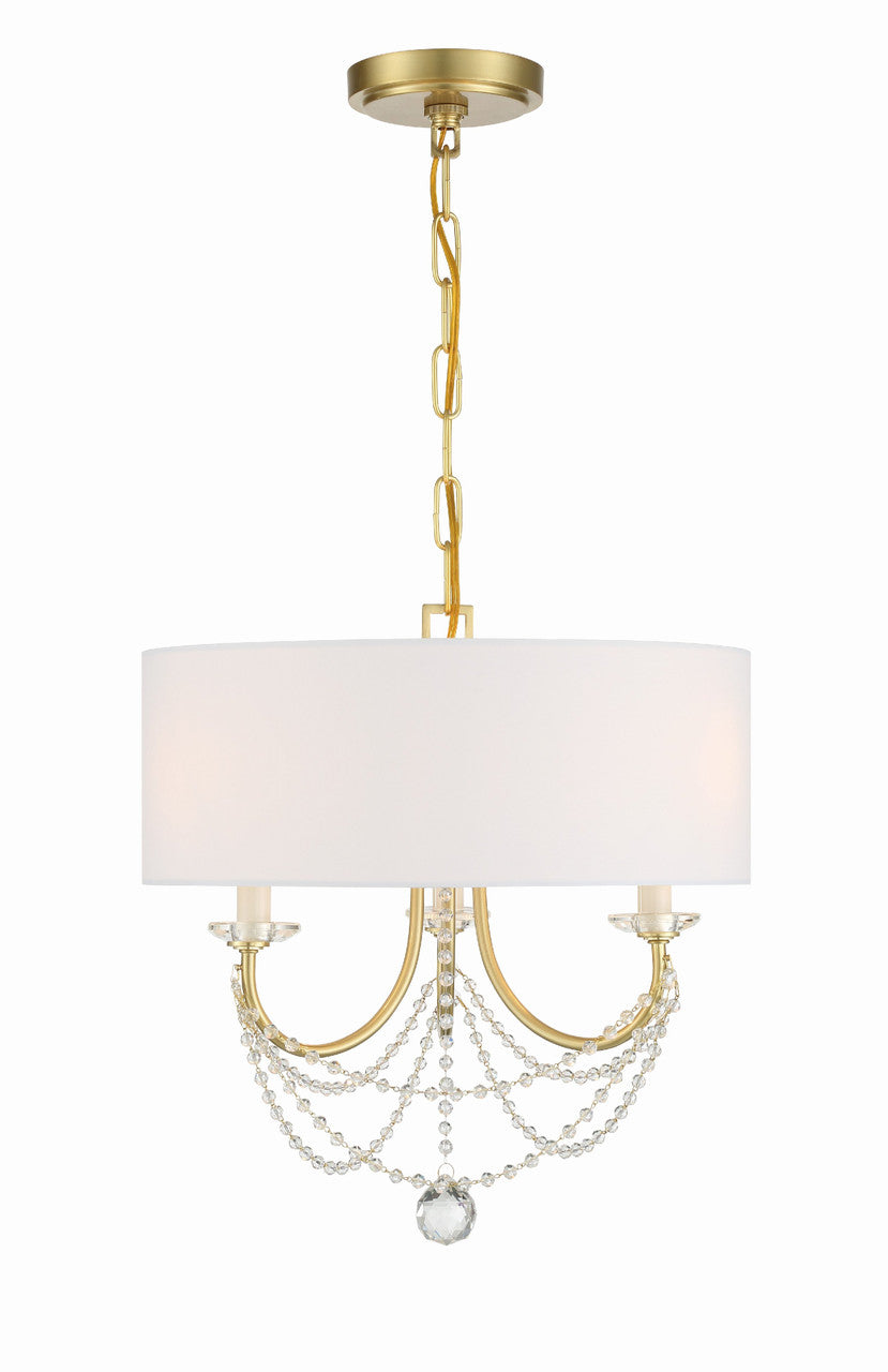 Crystorama Delilah 3 Light Aged Brass Mini Chandelier DEL-90803-AG