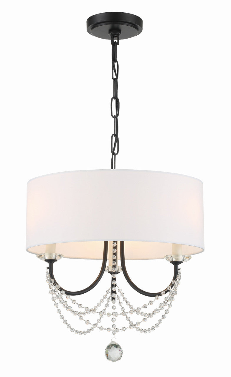 Crystorama Delilah 3 Light Matte Black Mini Chandelier DEL-90803-MK