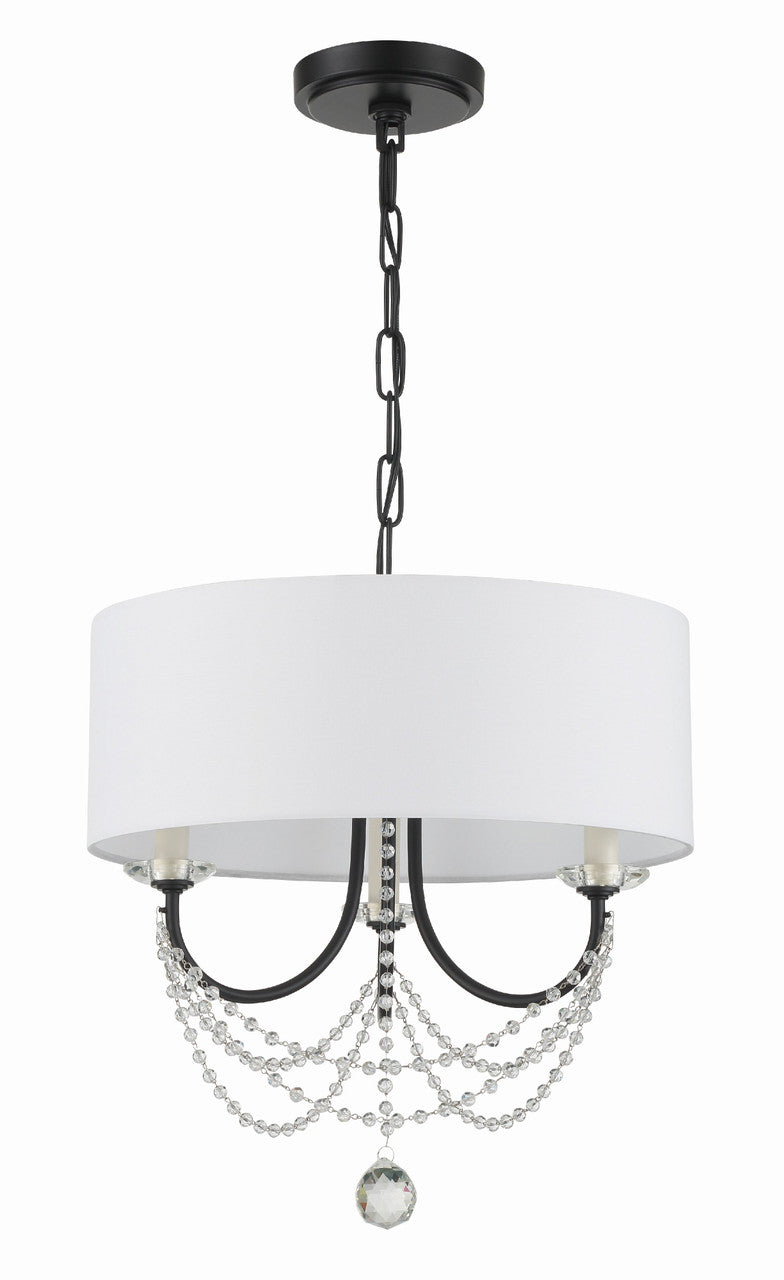 Crystorama Delilah 3 Light Matte Black Mini Chandelier DEL-90803-MK