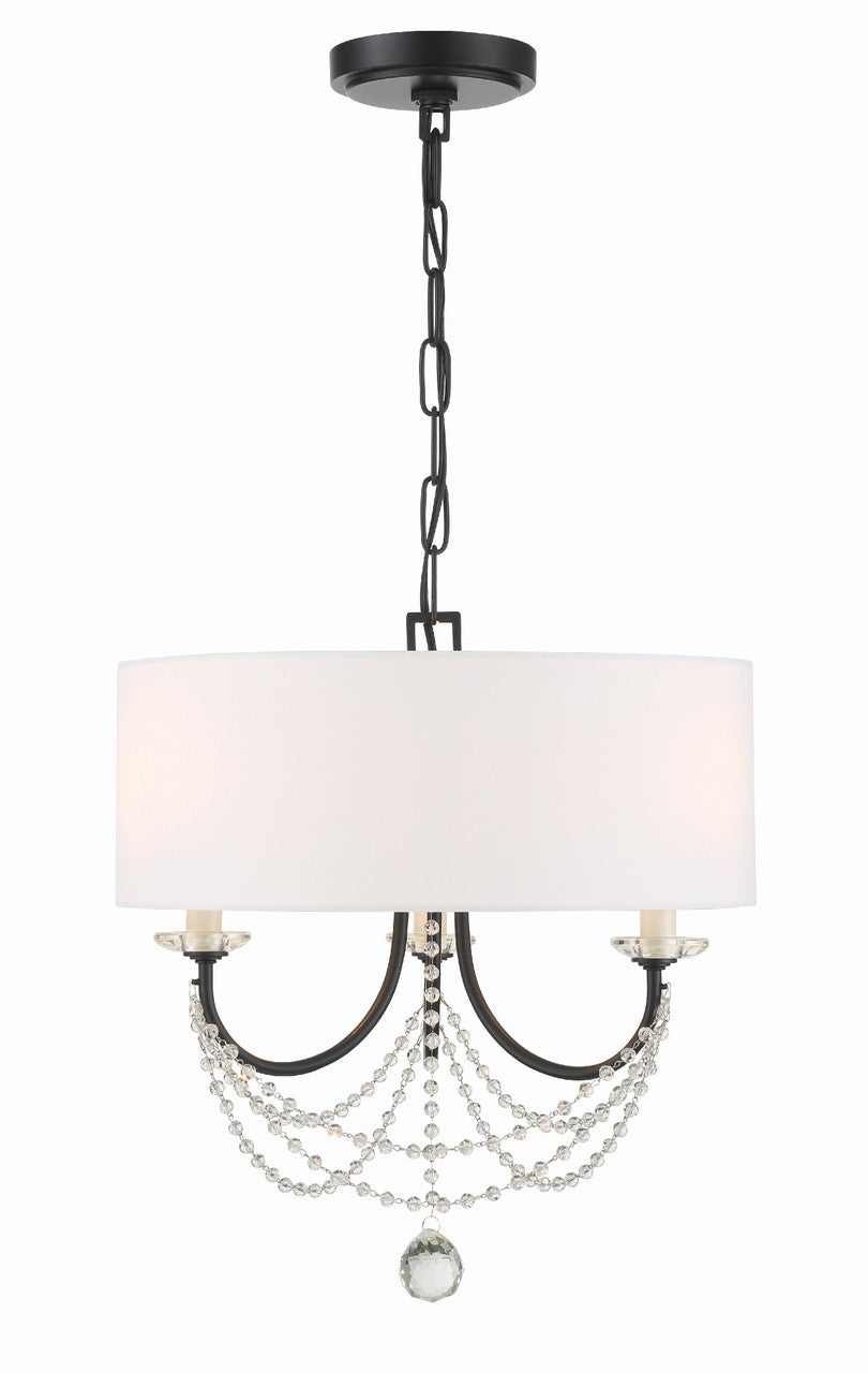 Crystorama Delilah 3 Light Matte Black Mini Chandelier DEL-90803-MK