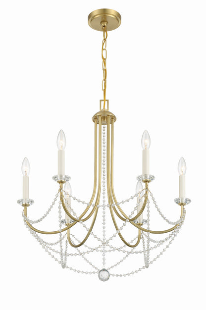 Crystorama Delilah 6 Light Aged Brass Chandelier DEL-90806-AG