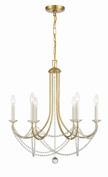 Crystorama Delilah 6 Light Aged Brass Chandelier DEL-90806-AG