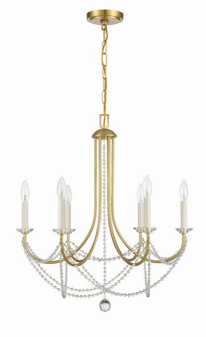 Crystorama Delilah 6 Light Aged Brass Chandelier DEL-90806-AG