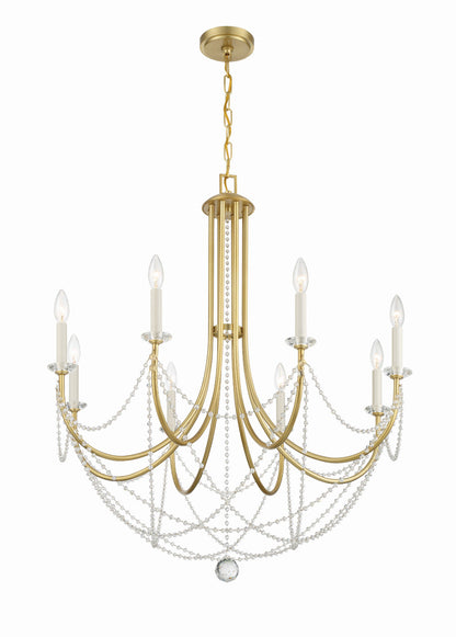 Crystorama Delilah 8 Light Aged Brass Chandelier DEL-90808-AG