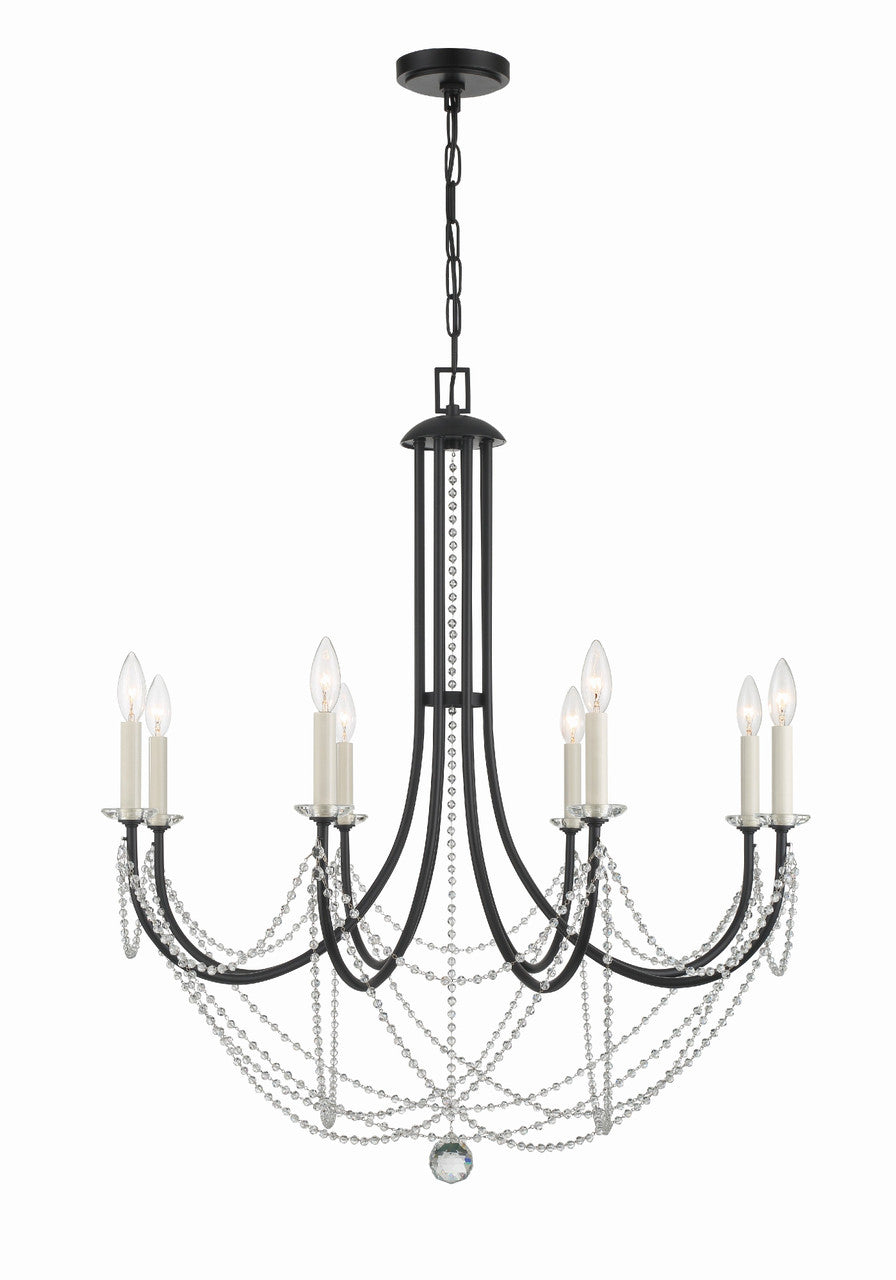 Crystorama Delilah 8 Light Matte Black Chandelier DEL-90808-MK