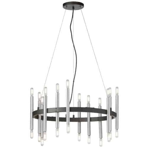 Dainolite 24 Light Incandescent Matte Black & Polished Chrome Chandelier  DER-2424C-MB-PC