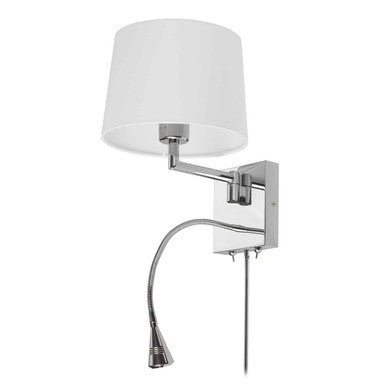 Dainolite 1 Light Swing Arm & 1 Downlight LED Wall Sconce, Polished Chrome Finish with White Shade DLED426A