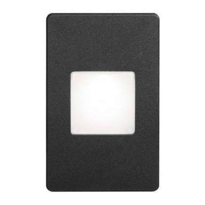 Dainolite 120VAC input, L125mmxW78mmxH37mm, 2700K, 3.3W IP65, Black Wall LED Light with White Lens. DLEDW-245-BK