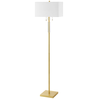 Dainolite 2 Light Incandescent Floor Lamp Aged Brass with White Shade DM231F-AGB