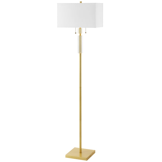 Dainolite 2 Light Incandescent Floor Lamp Aged Brass with White Shade DM231F-AGB