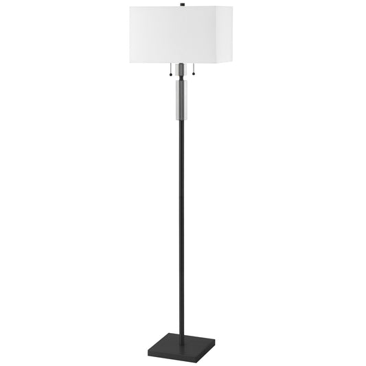 Dainolite 2 Light Incandescent Floor Lamp Matte Black with White Shade DM231F-MB