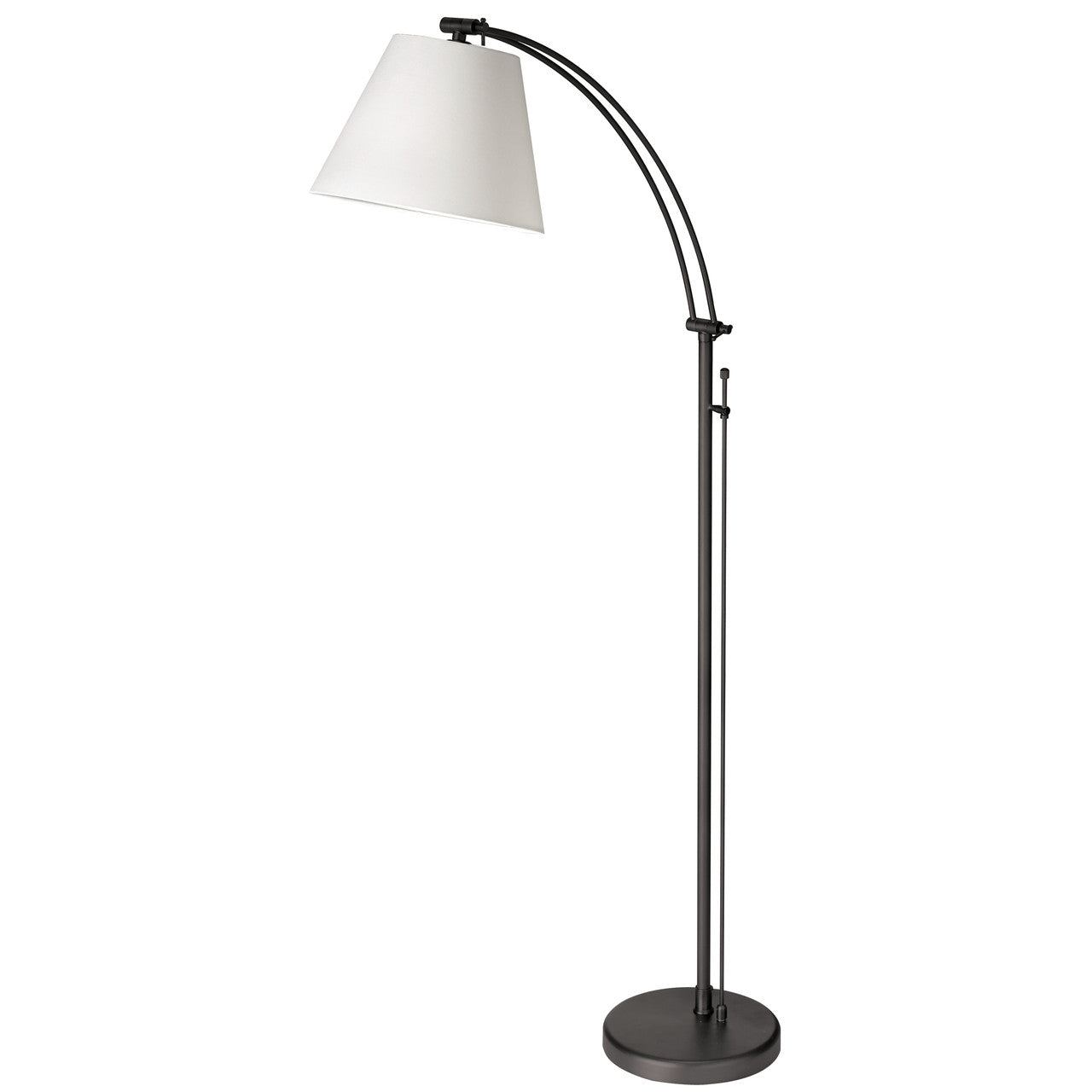 Dainolite 1 Light Incandescent Adjustable Floor Lamp, Matte Black with White Shade DM2578-F-MB