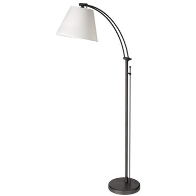 Dainolite 1 Light Incandescent Adjustable Floor Lamp, Matte Black with White Shade DM2578-F-MB